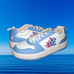NEW Disney Lilo & Stitch Womens Low Top Lace Up Sneakers Shoes Size 8 White Blue